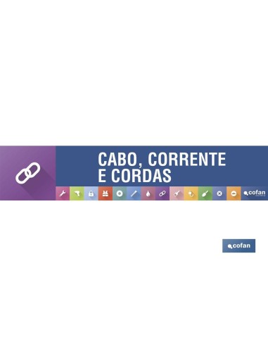 SEÑALETICA IMANTADA PORTUGUES PARA EXPOSITOR 975 x 200 mm - CABO, CORRENTE E CORDAS