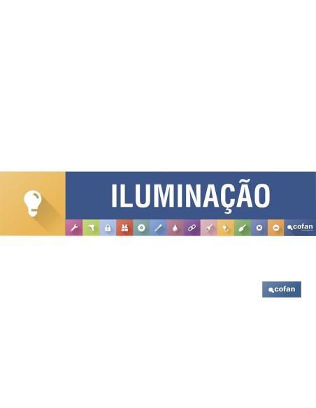 SEÑALETICA IMANTADA PORTUGUES PARA EXPOSITOR 975 x 200 mm - ILUMINAÇÃO