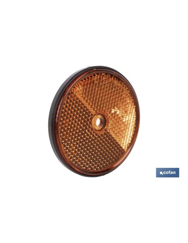 CATADIÓPTRICO REDONDO ÁMBAR Ø60 MM CON AGUJERO SIN TORNILLO