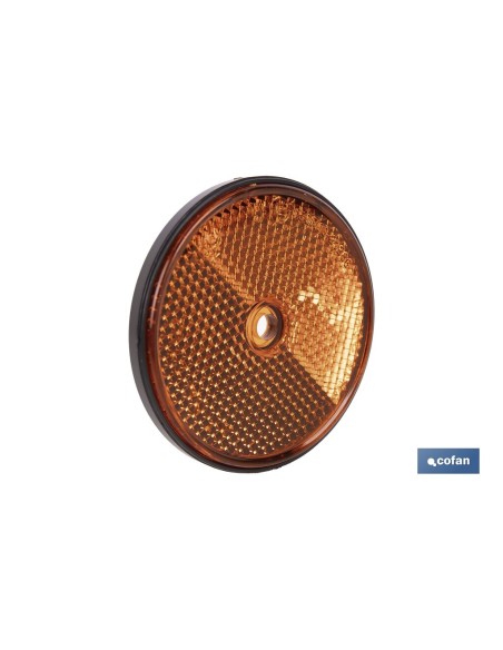 CATADIÓPTRICO REDONDO ÁMBAR Ø60 MM CON AGUJERO SIN TORNILLO
