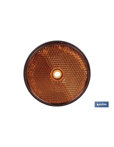 CATADIÓPTRICO REDONDO ÁMBAR Ø60 MM CON AGUJERO SIN TORNILLO