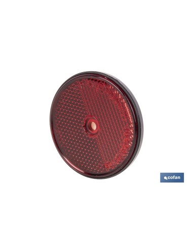 CATADIÓPTRICO REDONDO ROJO Ø60 MM CON AGUJERO SIN TORNILLO CON ADHESIVO