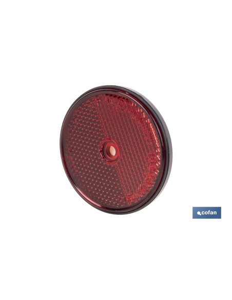 CATADIÓPTRICO REDONDO ROJO Ø60 MM CON AGUJERO SIN TORNILLO CON ADHESIVO