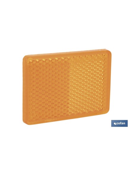 CATADIÓPTRICO RECTANGULAR ÁMBAR 56 X 39 MM CON ADHESIVO