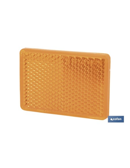 CATADIÓPTRICO RECTANGULAR ÁMBAR 56 X 39 MM CON ADHESIVO