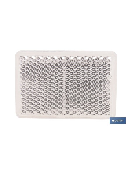 CATADIÓPTRICO RECTANGULAR BLANCO 56 X 39 MM CON ADHESIVO
