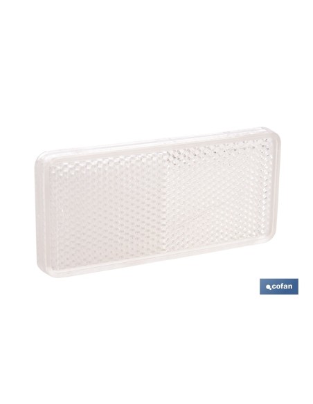 CATADIÓPTRICO RECTANGULAR BLANCO 94 X 44 MM CON ADHESIVO