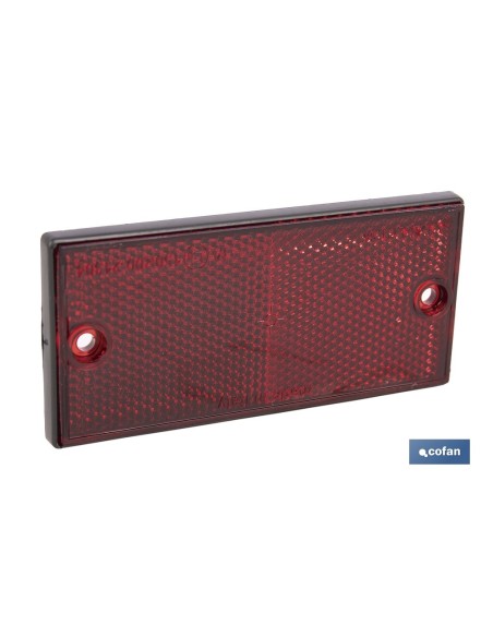 CATADIÓPTRICO RECTANGULAR ROJO 106 X 50 MM CON AGUJERO SIN TORNILLO