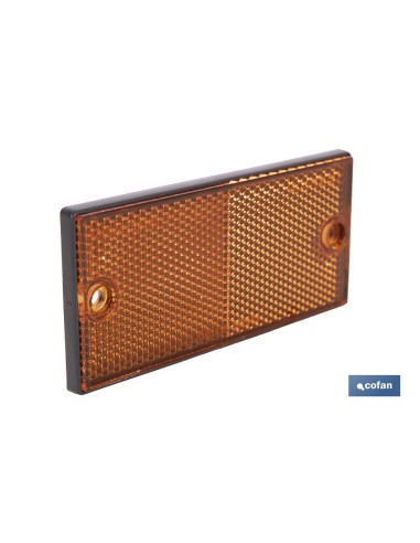 CATADIÓPTRICO RECTANGULAR ÁMBAR 106 X 50 MM CON AGUJERO SIN TORNILLO