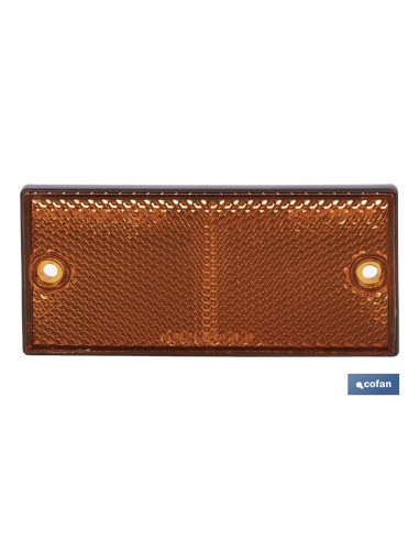 CATADIÓPTRICO RECTANGULAR ÁMBAR 106 X 50 MM CON AGUJERO SIN TORNILLO