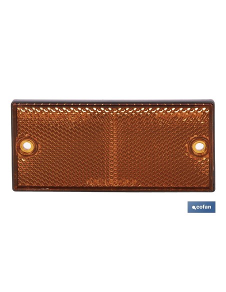 CATADIÓPTRICO RECTANGULAR ÁMBAR 106 X 50 MM CON AGUJERO SIN TORNILLO