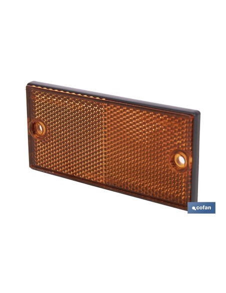 CATADIÓPTRICO RECTANGULAR ÁMBAR 106 X 50 MM CON AGUJERO SIN TORNILLO
