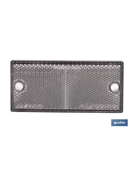 CATADIÓPTRICO RECTANGULAR BLANCO 106 X 50 MM CON AGUJERO SIN TORNILLO