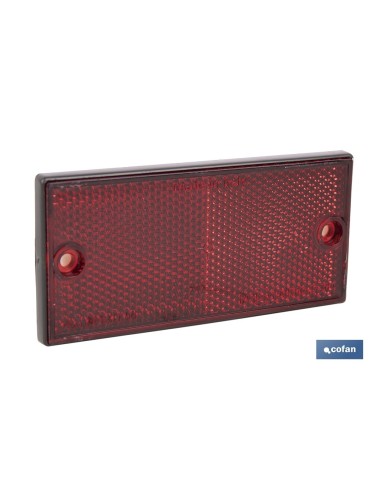 CATADIÓPTRICO RECTANGULAR ROJO 106 X 50 MM CON AGUJERO SIN TORNILLO CON ADHESIVO