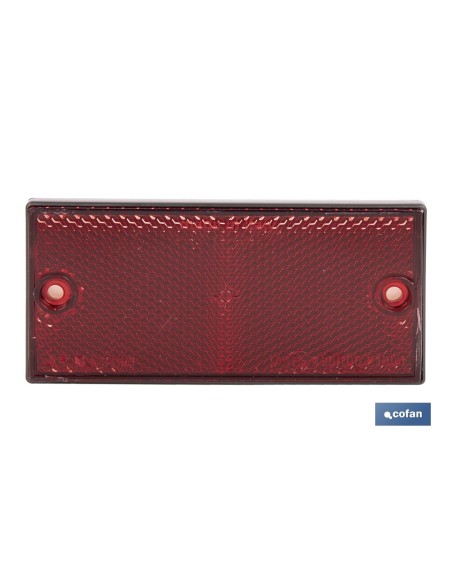CATADIÓPTRICO RECTANGULAR ROJO 106 X 50 MM CON AGUJERO SIN TORNILLO CON ADHESIVO