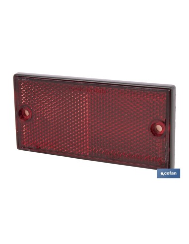 CATADIÓPTRICO RECTANGULAR ROJO 106 X 50 MM CON AGUJERO SIN TORNILLO CON ADHESIVO