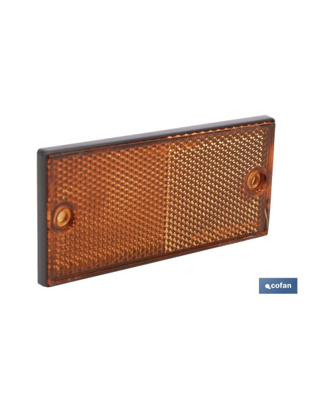 CATADIÓPTRICO RECTANGULAR ÁMBAR 106 X 50 MM CON AGUJERO SIN TORNILLO CON ADHESIVO