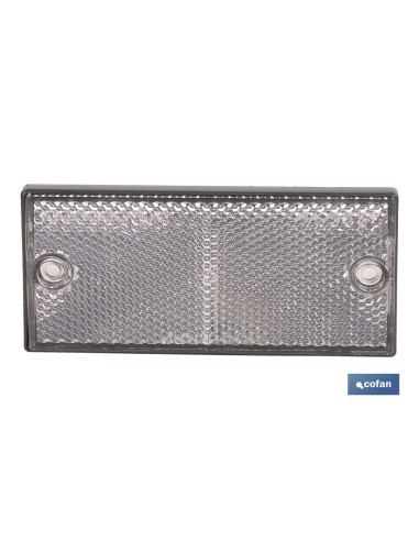 CATADIÓPTRICO RECTANGULAR BLANCO 106 X 50 MM CON AGUJERO SIN TORNILLO CON ADHESIVO