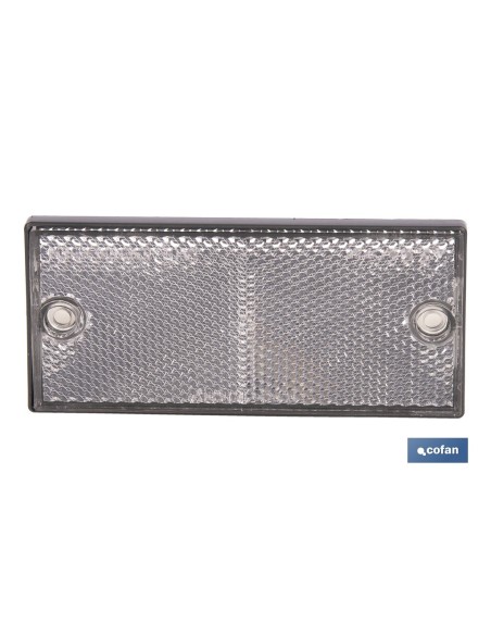 CATADIÓPTRICO RECTANGULAR BLANCO 106 X 50 MM CON AGUJERO SIN TORNILLO CON ADHESIVO