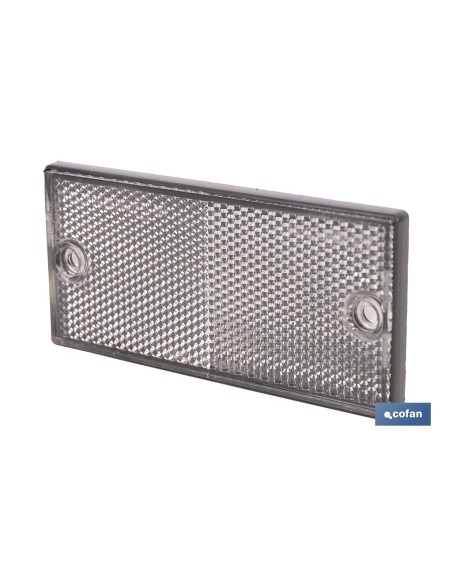 CATADIÓPTRICO RECTANGULAR BLANCO 106 X 50 MM CON AGUJERO SIN TORNILLO CON ADHESIVO