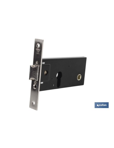 Cerradura zócalo Pera+cerradero+escudo E60 F22- Níquel (P/Metal)