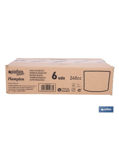 PACK 6 UDS VASO LICOR 24 CL MODELO HAMPTON