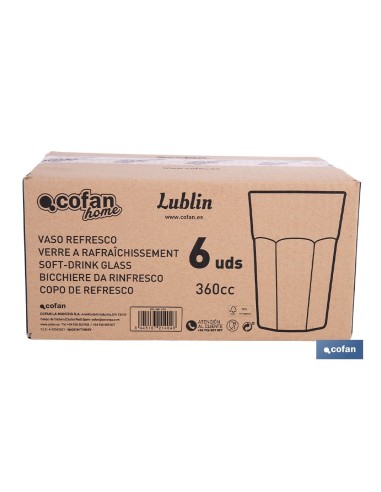 PACK 6 UDS VASO REFRESCO 36 CL MODELO LUBLIN