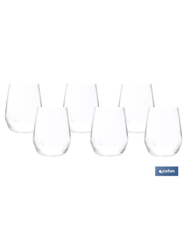 PACK 6 VASOS DE AGUA VIDRIO 38 CL MODELO ÁGATA