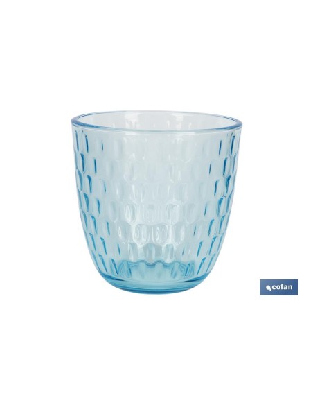 PACK 6 VASOS DE AGUA VIDRIO 29 CL COLOR AZUL MODELO ÓPALO