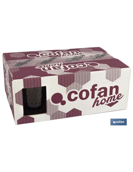 PACK 6 VASOS DE AGUA VIDRIO 29 CL COLOR PURPURA CLARO MODELO ÓPALO