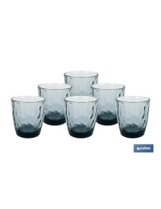 PACK 6 VASOS DE AGUA VIDRIO 30,5 CL COLOR AZUL MODELO JADE 2