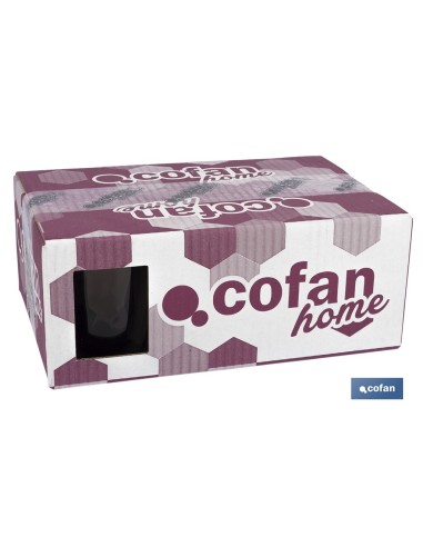 PACK 6 VASOS DE AGUA VIDRIO 30,5 CL COLOR PURPURA MODELO JADE