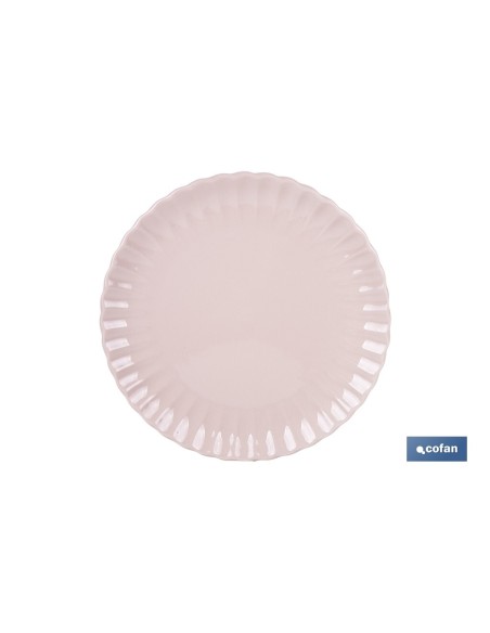 VAJILLA DE PORCELANA EN RELIEVE COLOR ROSA NUDE ESMALTADO 16 PIEZAS