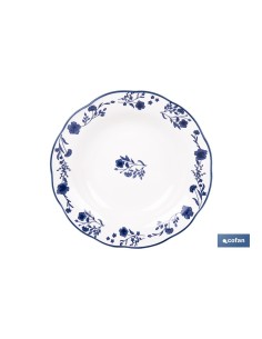 VAJILLA DE PORCELANA CON DETALLE FLORAL AZUL ESMALTADO DE FORMA IRREGULAR 18 PIEZAS 2