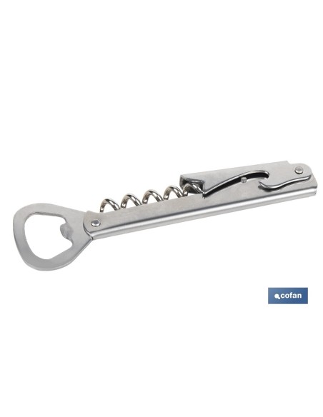 SACACORCHOS DE ACERO INOXIDABLE CON ABRIDOR 14 CM