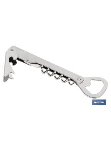 SACACORCHOS DE ACERO INOXIDABLE CON ABRIDOR 14 CM