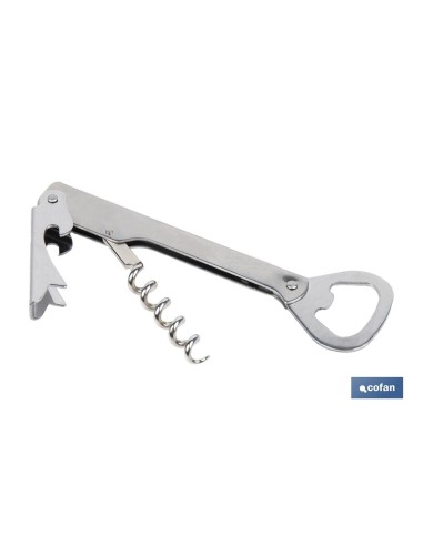 SACACORCHOS DE ACERO INOXIDABLE CON ABRIDOR 14 CM