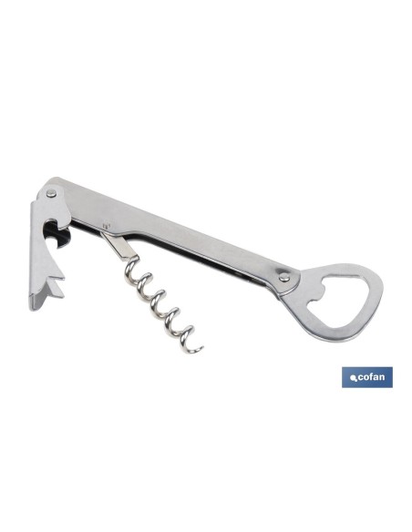 SACACORCHOS DE ACERO INOXIDABLE CON ABRIDOR 14 CM