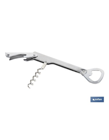 SACACORCHOS DE ACERO INOXIDABLE CON ABRIDOR 14 CM