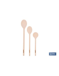 SET DE 3 CUCHARAS REDONDAS DE MADERA 20 CM, 25 CM, 30 CM