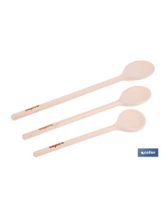 SET DE 3 CUCHARAS REDONDAS DE MADERA 20 CM, 25 CM, 30 CM 2