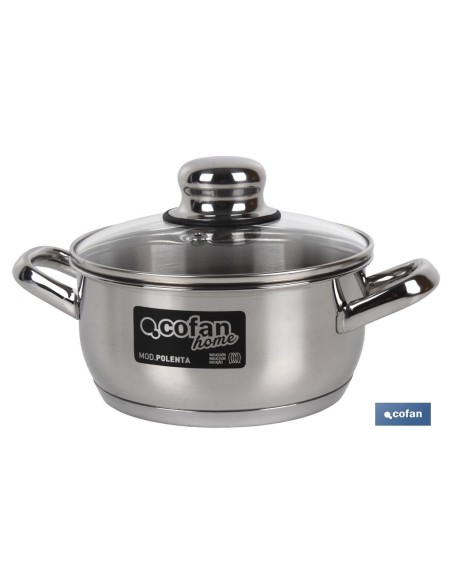 CACEROLA INOX INDUC.1.8L MODELO POLENTA T/ VIDRIO Ø180 MM