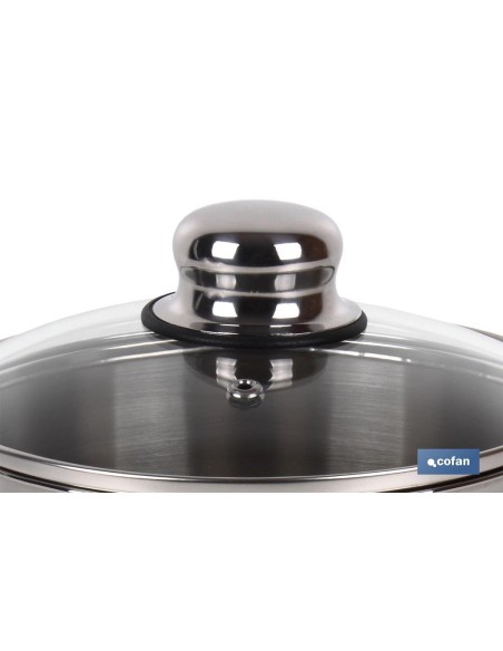 OLLA INOX INDUCCIÓN.2 L MOD POLENTA TAPA DE VIDRIO Ø160 MM