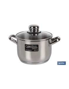 OLLA INOX INDUCCIÓN 5.3 L MOD POLENTA TAPA DE VIDRIO Ø220 MM