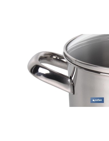 OLLA INOX INDUCCIÓN 5.3 L MOD POLENTA TAPA DE VIDRIO Ø220 MM
