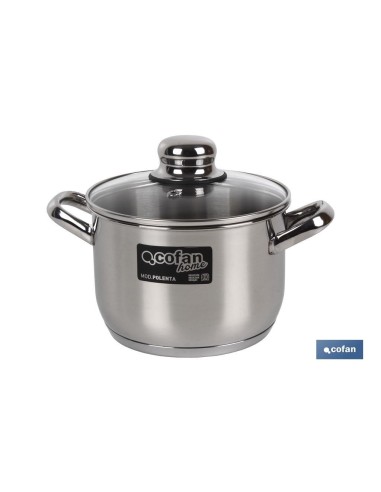 OLLA INOX INDUCCIÓN 8.8 L MOD POLENTA TAPA DE VIDRIO Ø260 MM