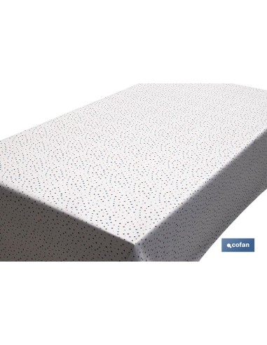 ROLLO MANTEL ANTIMANCHAS 1,40 x 25m 50% ALG/50% PVC.PUNTOS