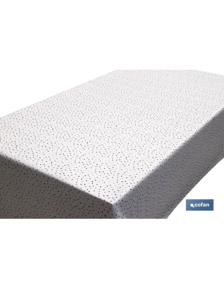 ROLLO MANTEL ANTIMANCHAS 1,40 x 25m 50% ALG/50% PVC.PUNTOS