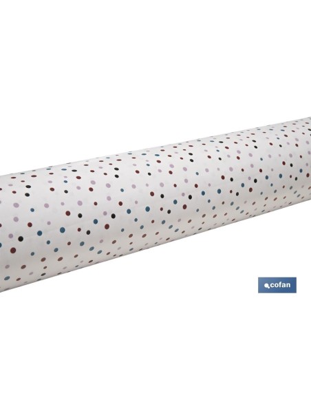 ROLLO MANTEL ANTIMANCHAS 1,40 x 25m 50% ALG/50% PVC.PUNTOS