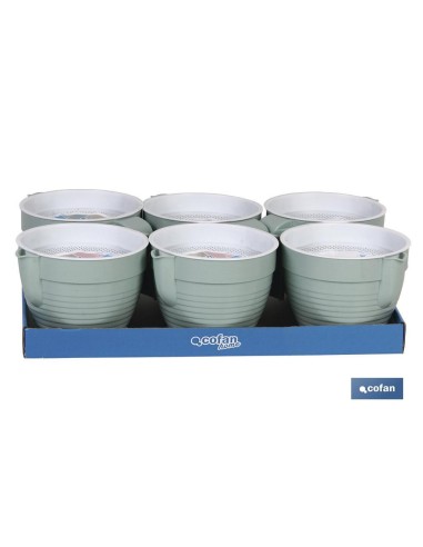 GRASERA COLADOR 500ml MODELO ALBAHACA VERDE AGUA 16.5X12X10cm